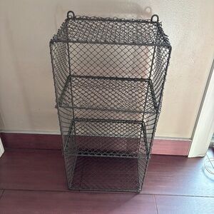Vintage Pottery Barn industrial metal wire wall shelf